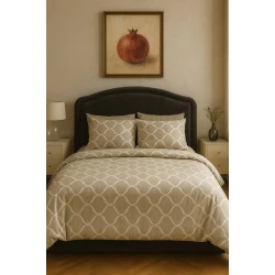 Yataq dəsti Narlı 1473, mələfə 240x260 sm, yorğan üzü 200x220 sm, yastıq üzü 50x70 sm 2 əd, polikotton, ikinəfərlik, bej