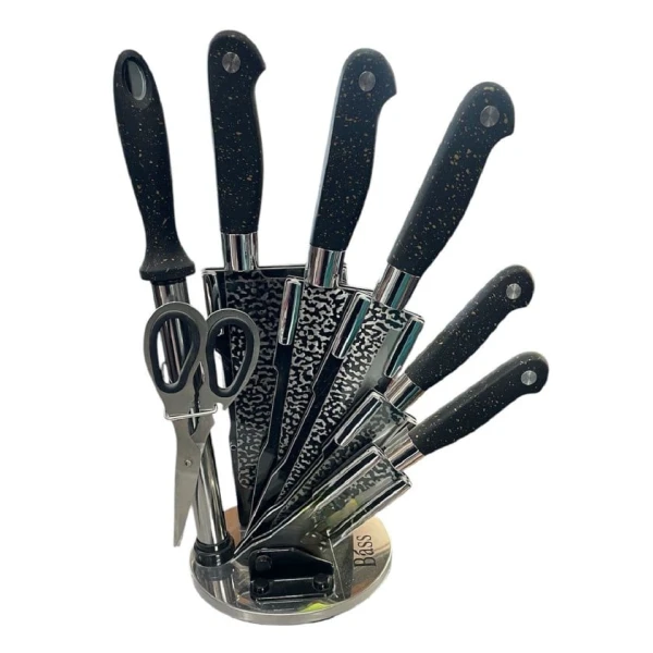 Mətbəx bıçaqları dəsti 2607, metal, qara, 8 parça
