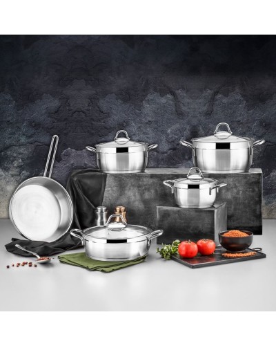 Qab-qacaq dəsti Ozlife FS-139, gümüşü, 5 parça