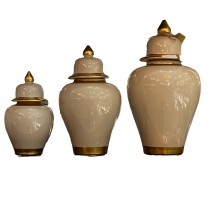 Dekorativ banka dəsti Bianco CO28, 3 əd, keramika, bej, 24x13 sm, 31x17 sm, 39x21 sm