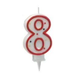 Свеча-цифра Metaltex, цифра 8, 8 см, воск, белый