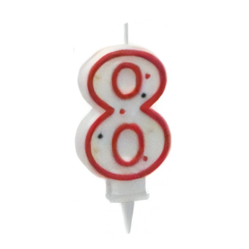Свеча-цифра Metaltex, цифра 8, 8 см, воск, белый Свеча-цифра Metaltex, цифра 8, 8 см, воск, белый