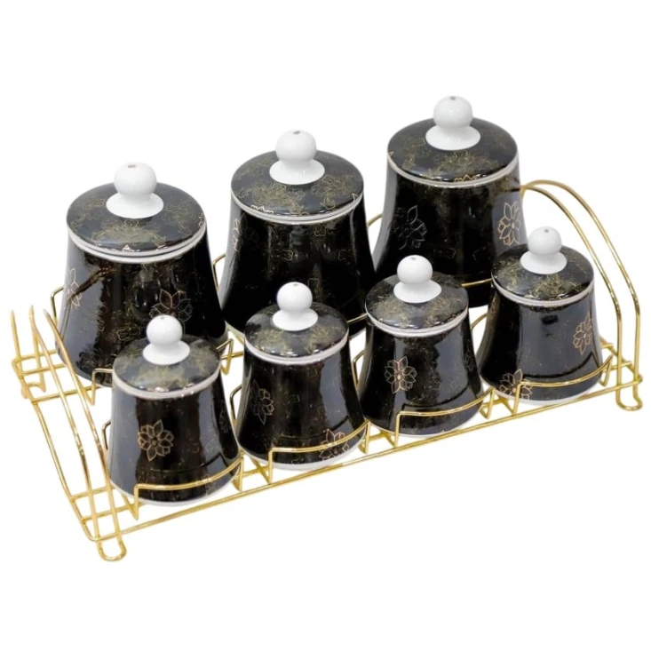 Ədviyyat qabı dəsti Mega Hlr-53, keramika, rəngbərəng, 7 əd