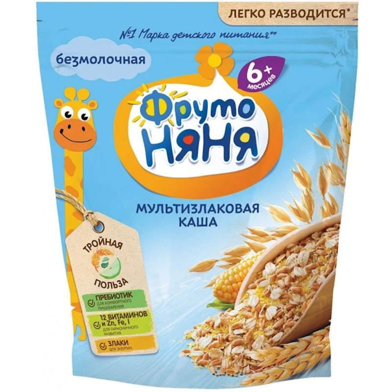 Безмолочная мультизлаковая каша ФрутоНяня, 6+ месяцев, 200 г Безмолочная мультизлаковая каша ФрутоНяня, 6+ месяцев, 200 г