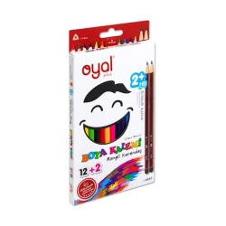 Набор цветных карандашей Oyal Plus İ-4845, 2HB, 12+2, 14 шт, дерево