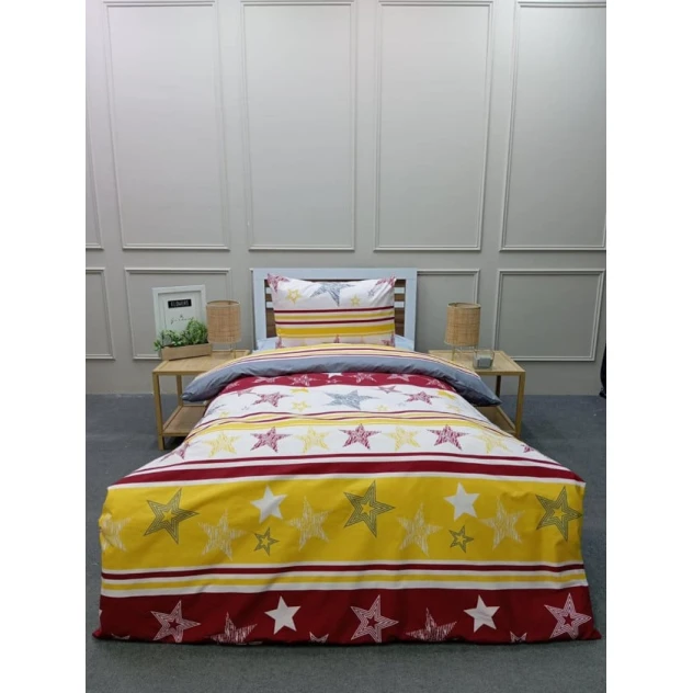 Комплект детского постельного белья Moon Star LLE07, пододеяльник 160х220 см, простыня 160х240 см, наволочка 50х70 см, односпальный, хлопок, разноцветный Комплект детского постельного белья Moon Star LLE07, пододеяльник 160х220 см, простыня 160х240 см, наволочка 50х70 см, односпальный, хлопок, разноцветный