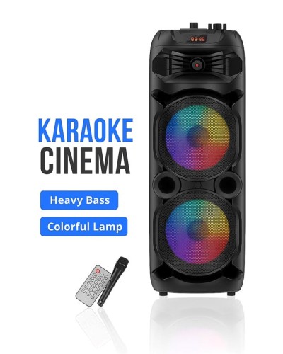 ZQS2801 2x8 dinamik, TWS, mikrofon və RGB işıqlandırma ilə Karaoke dinamiki Novatech_zqs2801