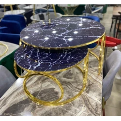 Набор журнальных столов Stil Mebel SRY-100, золотой/синий Набор журнальных столов Stil Mebel SRY-100, золотой/синий