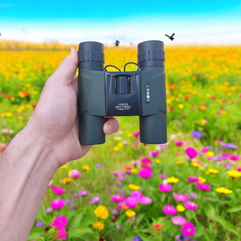 Бинокль Comet 10x25, 11.5x6x3 см, черный/зеленый Бинокль Comet 10x25, 11.5x6x3 см, черный/зеленый
