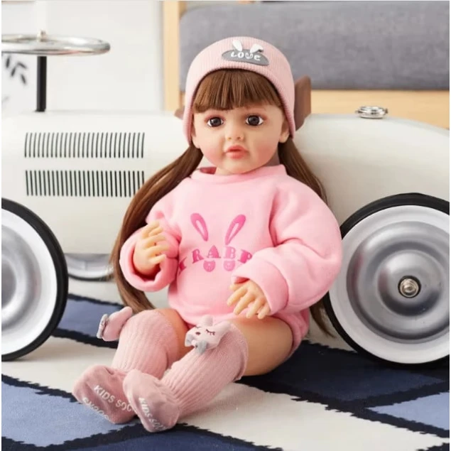 Кукла Reborn JX-299-3, розовая, 55 см