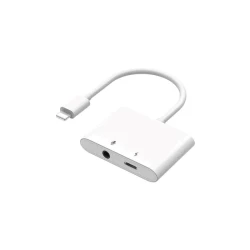 Переходник Wiwu LT01 Pro Lightning to Lightning & 3.5mm Audio Adapter White