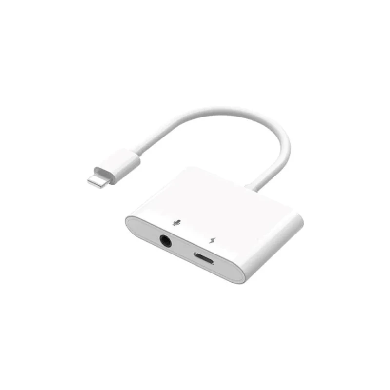 Переходник Wiwu LT01 Pro Lightning to Lightning & 3.5mm Audio Adapter White