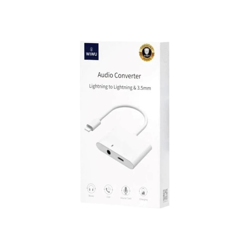 Переходник Wiwu LT01 Pro Lightning to Lightning & 3.5mm Audio Adapter White Переходник Wiwu LT01 Pro Lightning to Lightning & 3.5mm Audio Adapter White