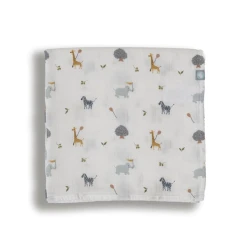 Детское покрывало Funnababy Zoo, хлопок, белое/голубое, 120x120 см