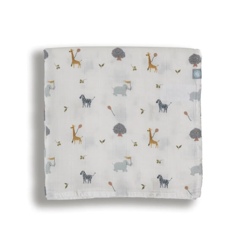 Детское покрывало Funnababy Zoo, хлопок, белое/голубое, 120x120 см Детское покрывало Funnababy Zoo, хлопок, белое/голубое, 120x120 см