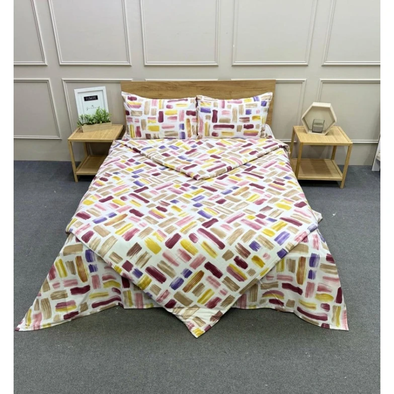 Комплект постельного белья Class SHA-00006527, двуспальный, разноцветный, простыня 220x240 см, пододеяльник 200x220 см, наволочка 50x70 см (2 шт)
