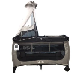 Манеж-кровать Kidilo VL-KIDS-143, серая, 120х60х74 см