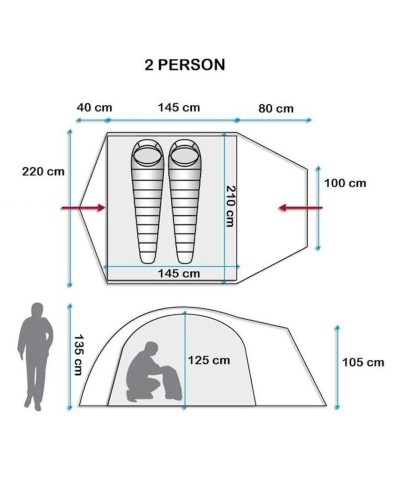 Çadır Evolite Excamp 2 Pro, qırmızı
