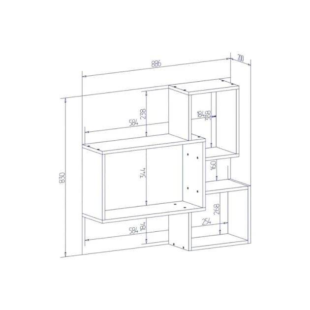Полка настенная Art Mebel 42, ламинат, 83х89х20 см, коричневая
