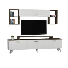 TV üçün tumba Ev Plus 12115850, LDSP, ağ/qəhvəyi, 180x35x45 sm