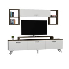 TV üçün tumba Ev Plus 12115850, LDSP, ağ/qəhvəyi, 180x35x45 sm