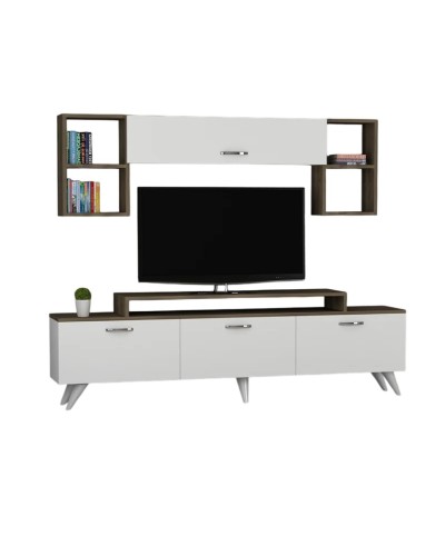 TV üçün tumba Ev Plus 12115850, LDSP, ağ/qəhvəyi, 180x35x45 sm