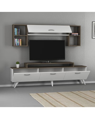 TV üçün tumba Ev Plus 12115850, LDSP, ağ/qəhvəyi, 180x35x45 sm