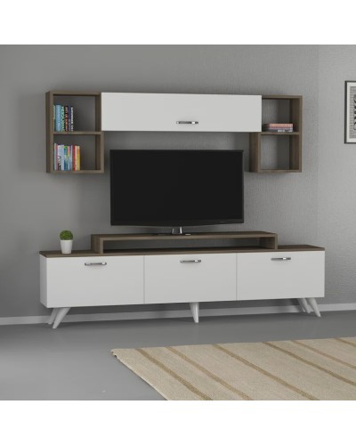 TV üçün tumba Ev Plus 12115850, LDSP, ağ/qəhvəyi, 180x35x45 sm