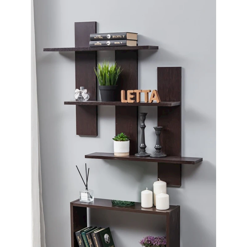 Полка Letta, коричневая, ЛДСП, 84х15х84 см Полка Letta, коричневая, ЛДСП, 84х15х84 см