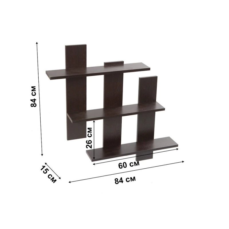 Полка Letta, коричневая, ЛДСП, 84х15х84 см Полка Letta, коричневая, ЛДСП, 84х15х84 см