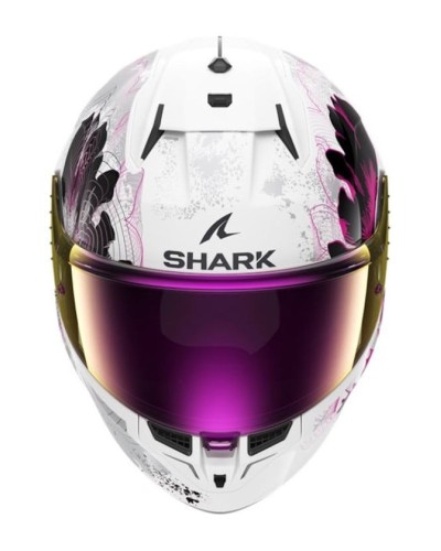 Motosikl dəbilqəsi Shark D-Skwal 3 Mayfer White Chrome-Red, ölçü S