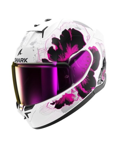 Motosikl dəbilqəsi Shark D-Skwal 3 Mayfer White Chrome-Red, ölçü S
