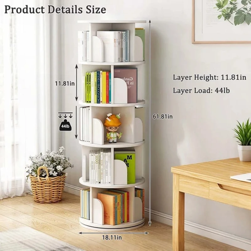 Книжная полка, вращающаяся на 360 градусов, Elegant Wood ZARR131 Книжная полка, вращающаяся на 360 градусов, Elegant Wood ZARR131