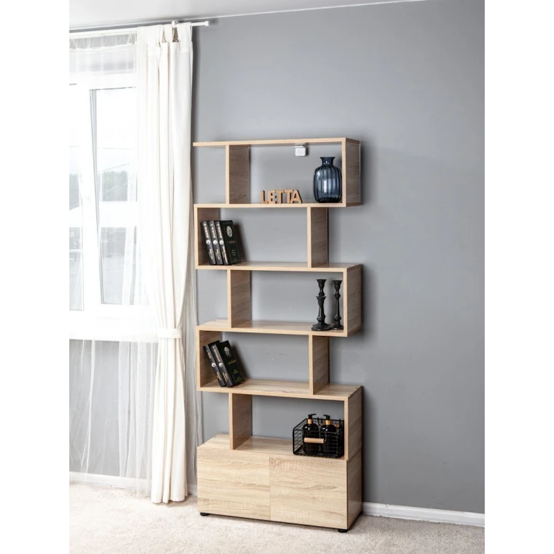 Стеллаж Letta, бежевый, ЛДСП, 176x73x25 см