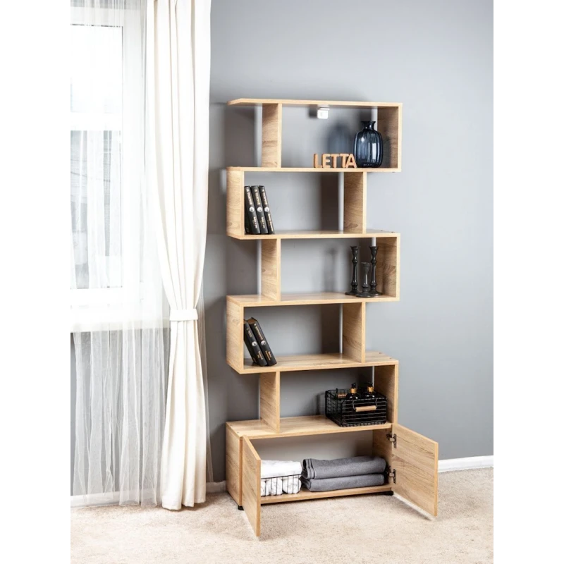 Стеллаж Letta, бежевый, ЛДСП, 176x73x25 см