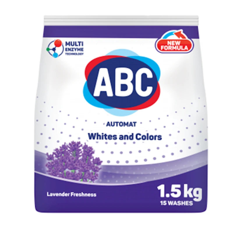 Стиральный порошок ABC Automat White & Color Lavender Freshness, белое и цветное белье, автомат, 1.5 кг