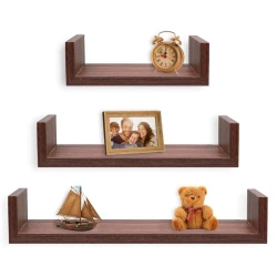 Набор настенных полок Art Mebel 245, ламинат, 3 шт, 15x50х15/13x40x15/11x30x15 см, коричневый Набор настенных полок Art Mebel 245, ламинат, 3 шт, 15x50х15/13x40x15/11x30x15 см, коричневый