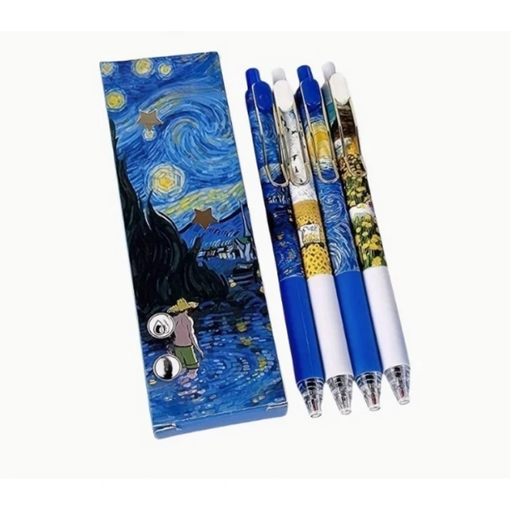 Hədiyyə qələm dəsti Van Gogh 0.5 mm, mavi, plastik, 4 əd
