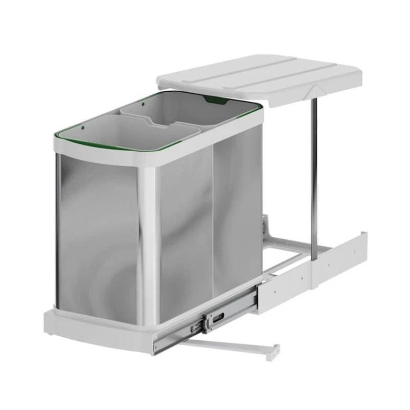 Мусорный бак Starax с телескопической направляющей из нержавеющей стали, 12 + 12 л Мусорный бак Starax с телескопической направляющей из нержавеющей стали, 12 + 12 л