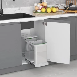 Мусорный бак Starax с телескопической направляющей из нержавеющей стали, 12 + 12 л