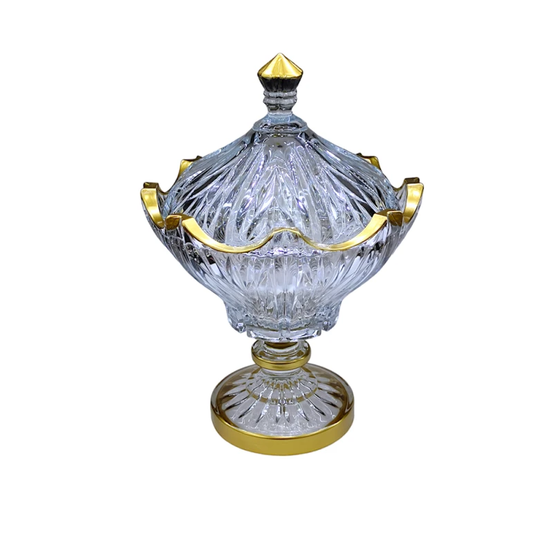 Şirniyyat qabı NH-Т111, 18х13 sm, şüşə, şəffaf/qızılı