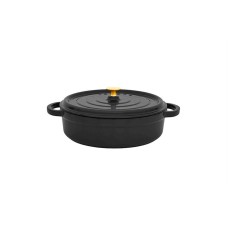 Qısa qazan Leggno Flame, çuqun, 24 sm/3200 ml, qara