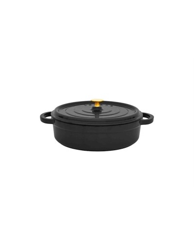 Qısa qazan Leggno Flame, çuqun, 24 sm/3200 ml, qara