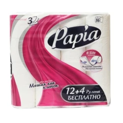 Tualet kağızı Papia, 3 qat, 12 rulon + 4 rulon hədiyyə