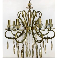 Asma çılçıraq BR 142-8, 8 E14 lampa, antik bürünc/açıq kəhrəba kristallar