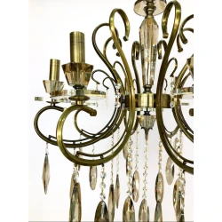 Люстра подвесная BR 142-8, 8 ламп E14, антик бронза/светлый янтарь кристаллы - BR 142-8
