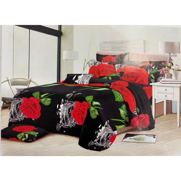 Комплект постельного белья MiraNova CTS-531, сатин, черный, простыня 200х220 см, пододеяльник 200x220 см, наволочка 50x70 см (2 шт)