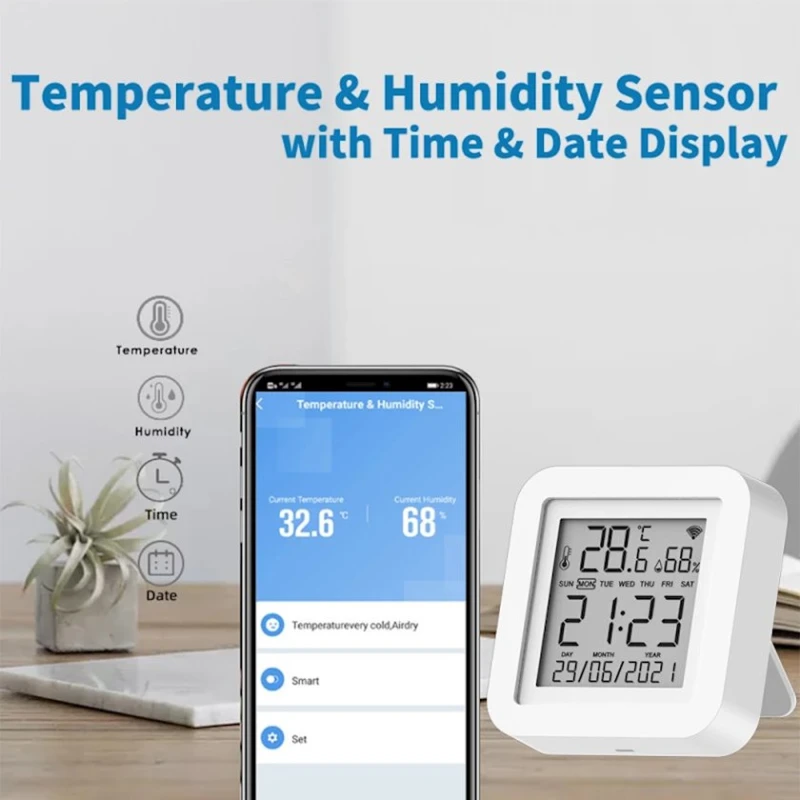 Электронный термометр Tuya WIFI Temperature Humidity Sensor & Smart Home Электронный термометр Tuya WIFI Temperature Humidity Sensor & Smart Home