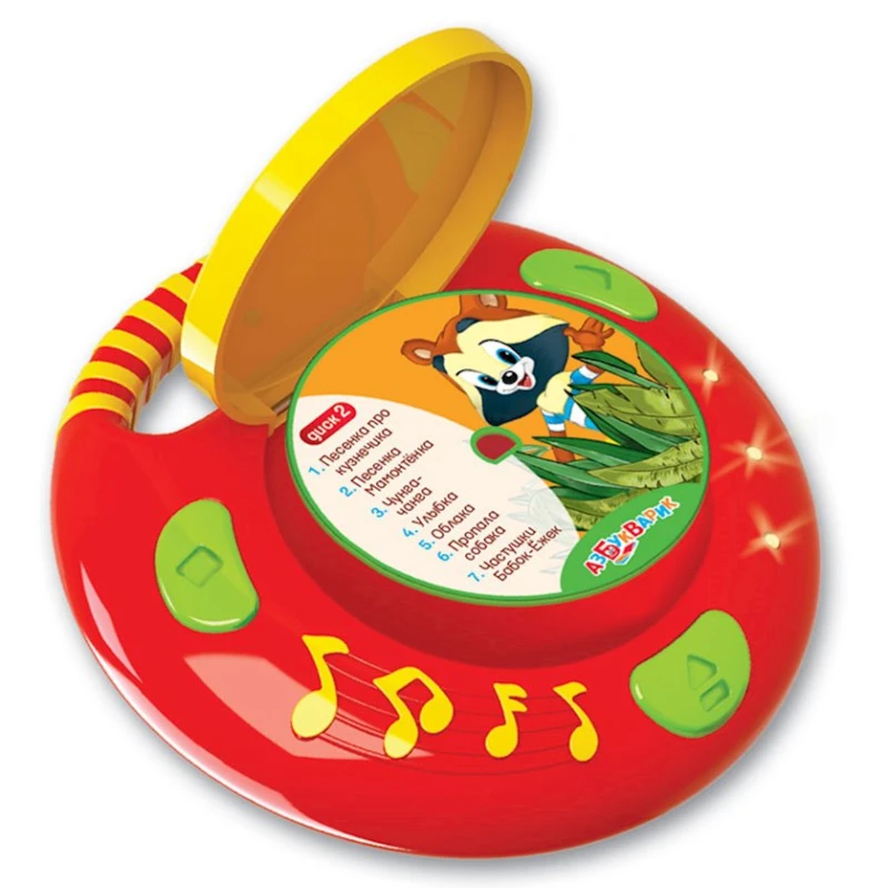 Музыкальная игрушка Азбукварик CD-плеер С Огоньками Песенки Из Мультиков, пластик, 3-5 лет
