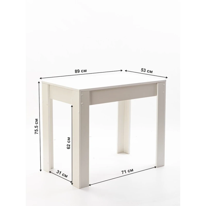 Стол обеденный Letta, ЛДСП, белый, 75.5х53х89 sm Стол обеденный Letta, ЛДСП, белый, 75.5х53х89 sm